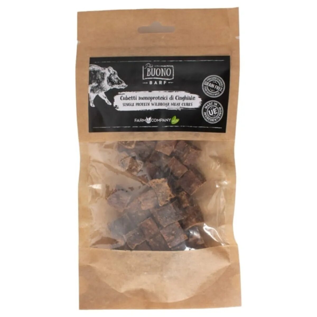 PIU BUONO Single Protein Meat Cubes XS-XL Mistreț punguță recompense monoproteice BARF câini 70g