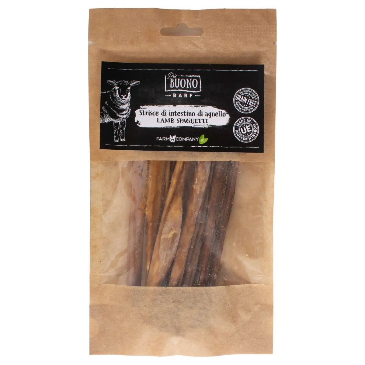 PIU BUONO Strips Intestine de Miel XS-XL punguță recompense câini 50g