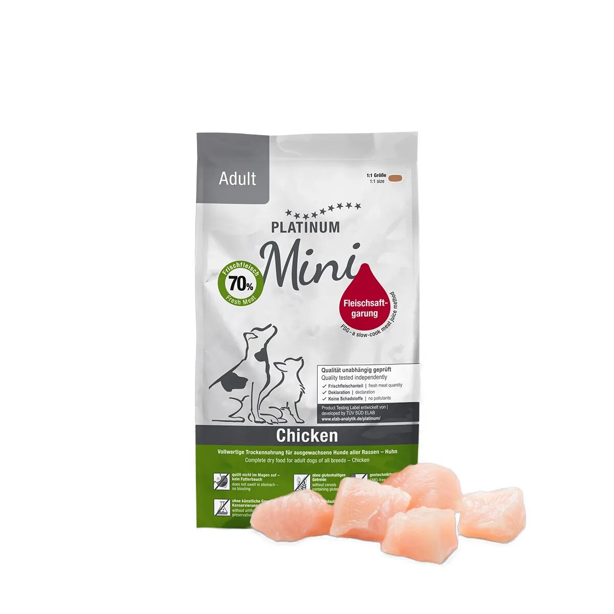 Platinum Adult Mini XS-S Pui hrană uscată câini semimoist 900g