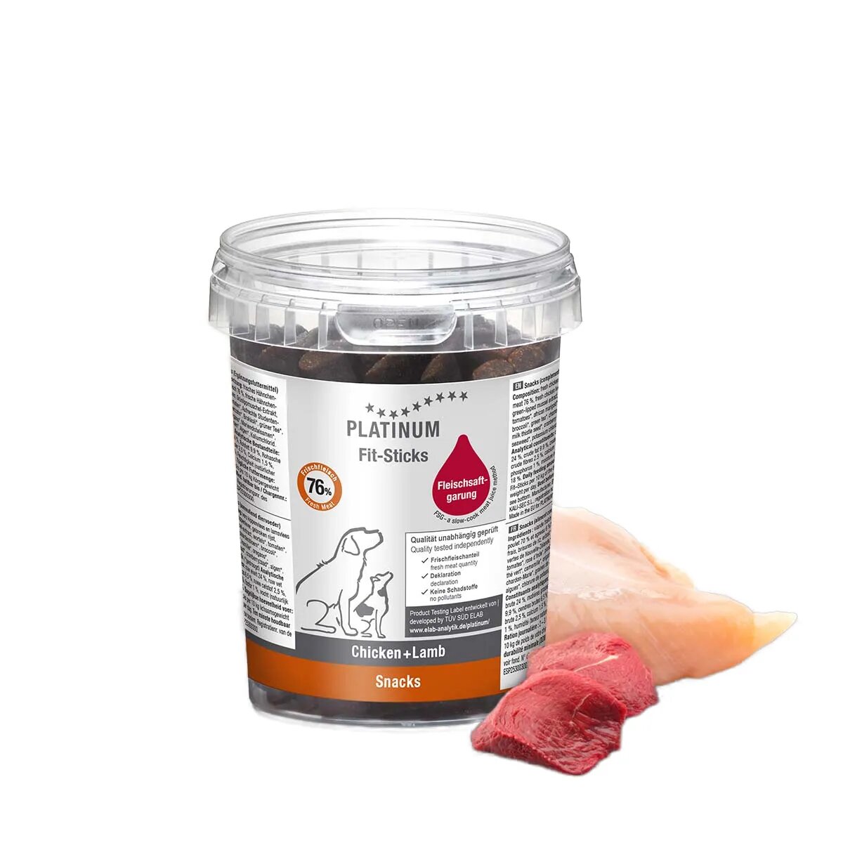 Platinum Fit-Sticks XS-XL Pui și Miel bol recompense câini 300g