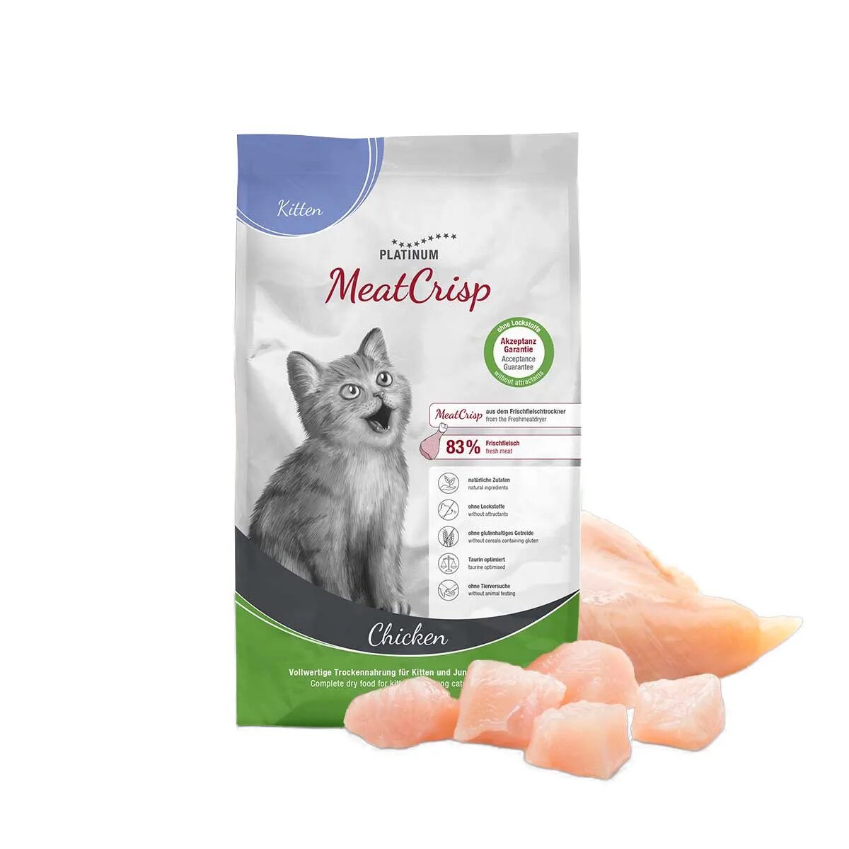 Platinum MeatCrisp Kitten Pui hrană uscată pisici junior deshidratat 1.5kg