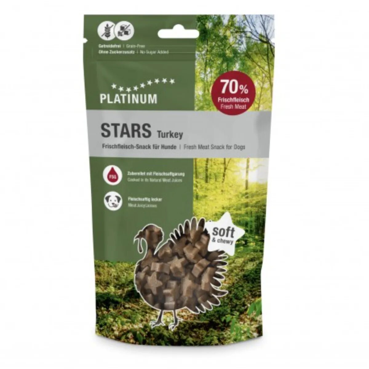 Platinum Stars XS-XL Curcan punguță recompense fără cereale câini 185g