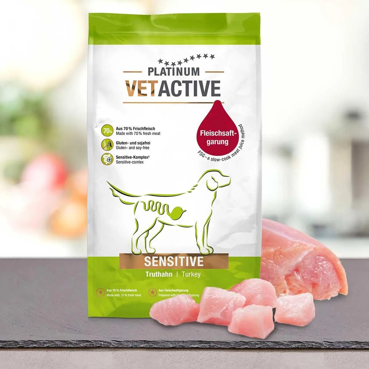 Platinum Vetactive Sensitive XS-XL Curcan hrană uscată câini sistem digestiv semimoist 1.5kg