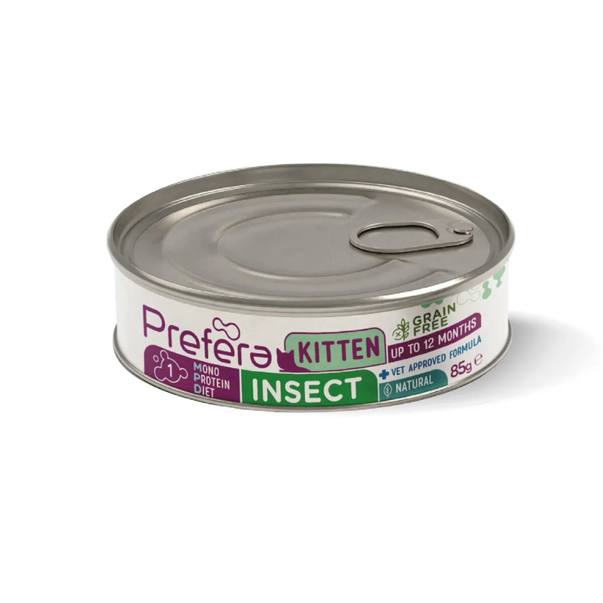 PREFERA MPD Kitten Insecte dietă veterinară conservă hrană umedă monoproteică fără cereale pisici junior (în suc propriu) 85g