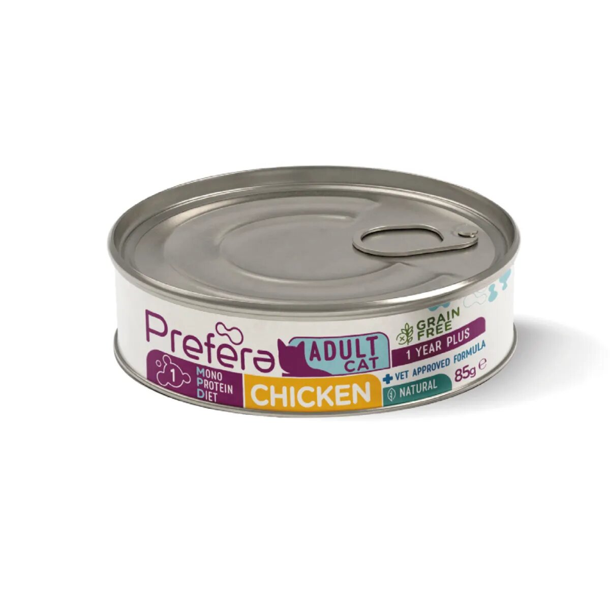 PREFERA MPD Pui dietă veterinară conservă hrană umedă monoproteică fără cereale pisici (în suc propriu) 85g