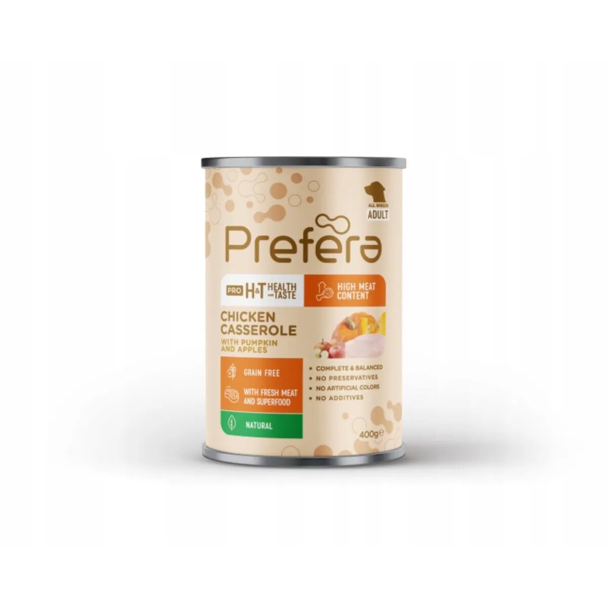 PREFERA Pro H&T Casserole XS-XL Pui conservă hrană umedă fără cereale câini (în suc propriu) 400g