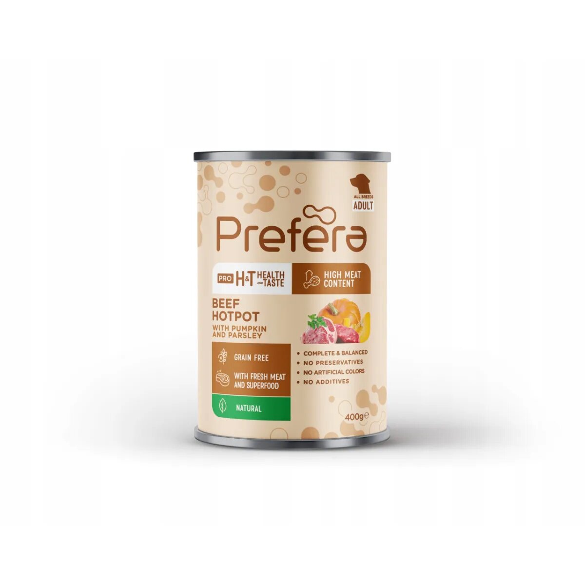 PREFERA Pro H&T Hotpot XS-XL Vită conservă hrană umedă fără cereale câini (în suc propriu) 400g