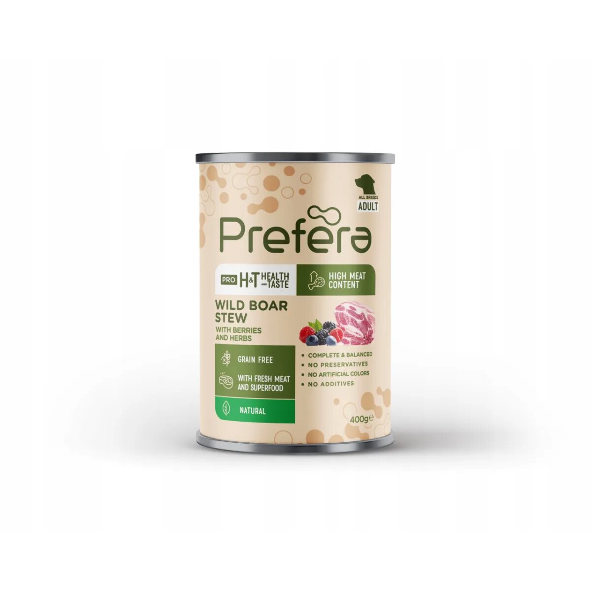 PREFERA Pro H&T Stew XS-XL Mistreț și Afine conservă hrană umedă fără cereale câini (pate) 400g