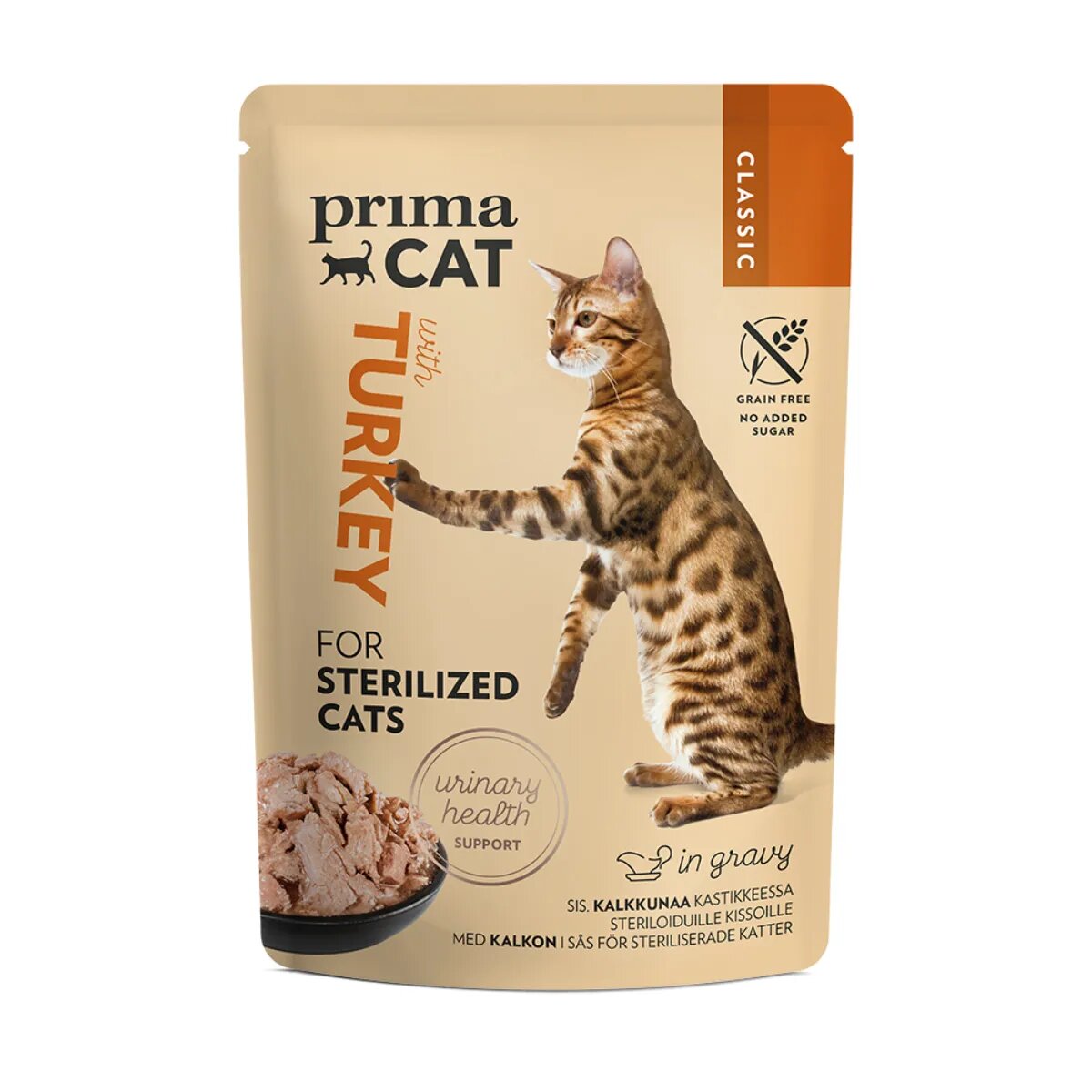 PRIMA CAT Classic Sterilised Curcan plic hrană umedă fără cereale pisici sterilizate (în sos) bax 85g x 28buc