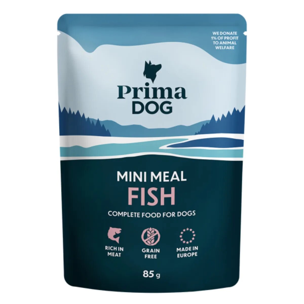 PRIMA DOG Mini Meal XS-XL Pește plic hrană umedă fără cereale câini (în sos) bax 85g x 24buc