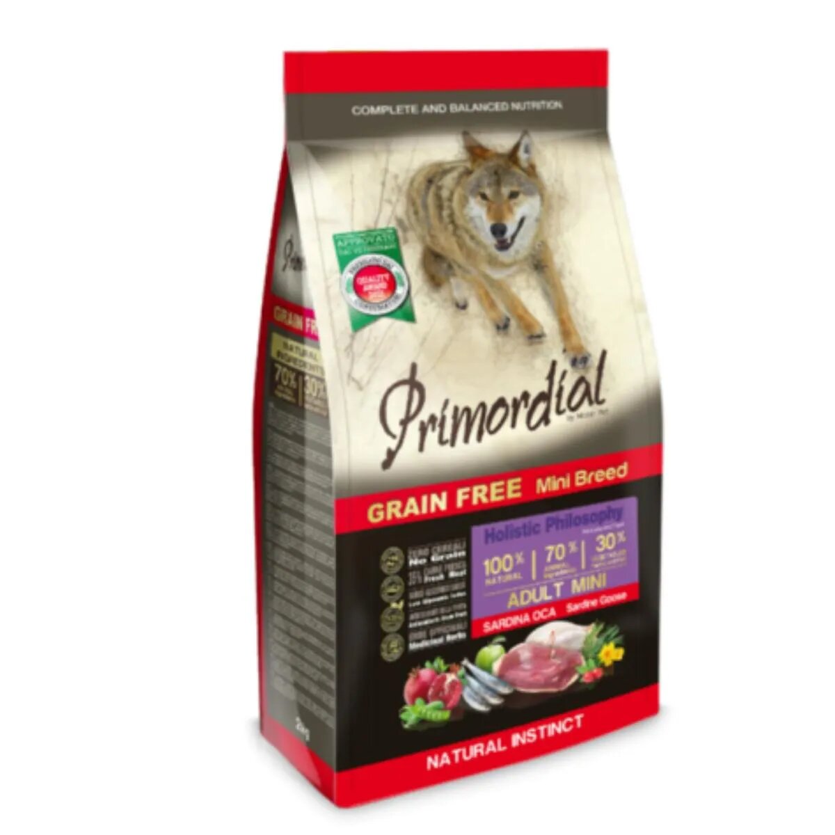 Primordial Holistic Mini XS-S Sardine și Gâsca hrană uscată fără cereale câini 6kg