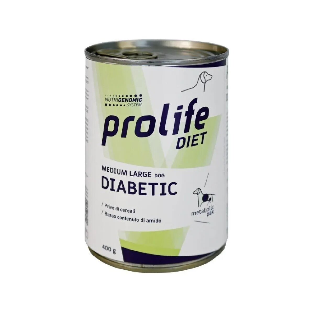 Prolife Diet Diabetic M-XL Pui și Vită dietă veterinară conservă hrană umedă câini diabet (în aspic) 400g