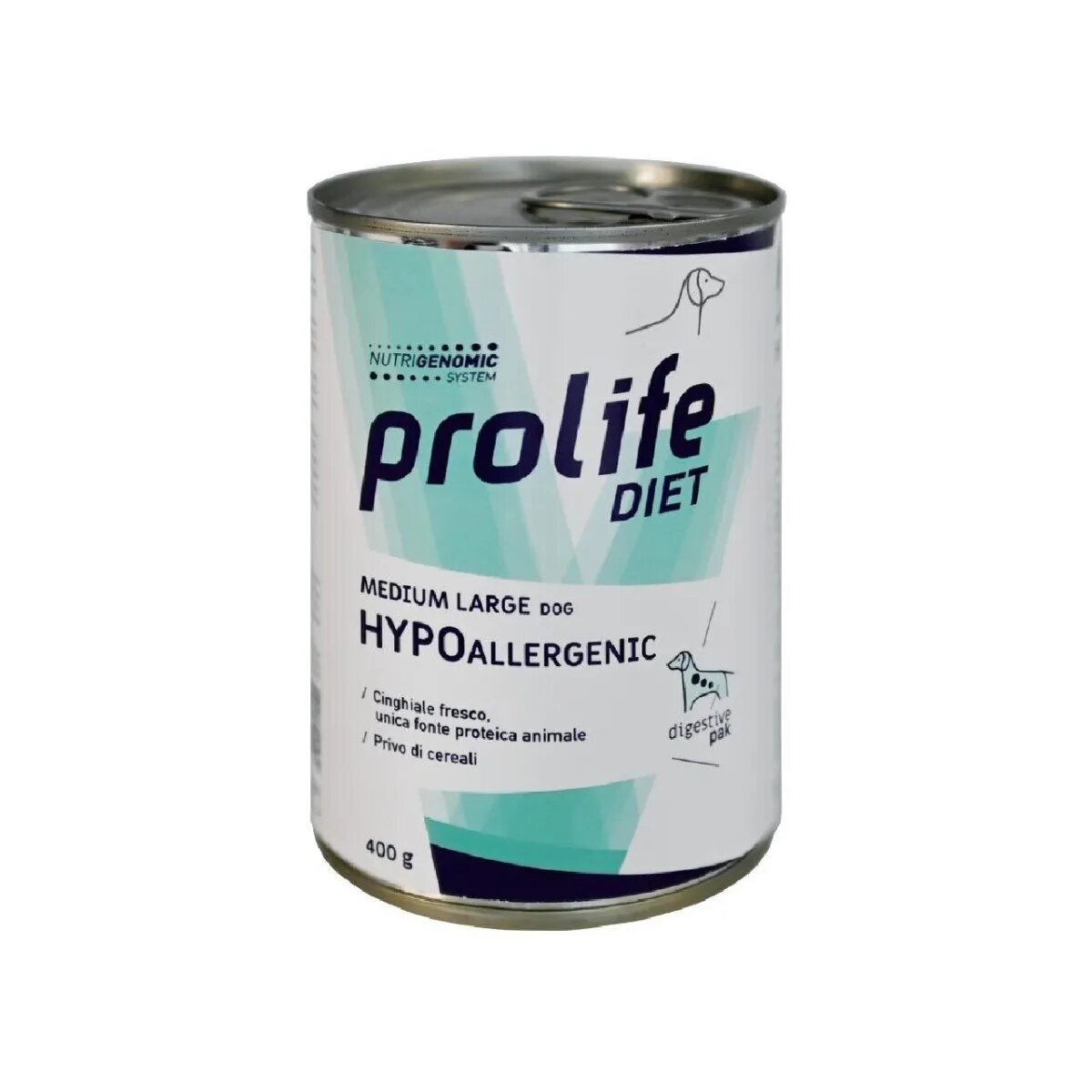 Prolife Diet Hypoallergenic M-XL Mistreț dietă veterinară conservă hrană umedă fără cereale câini alergii (în aspic) 400g