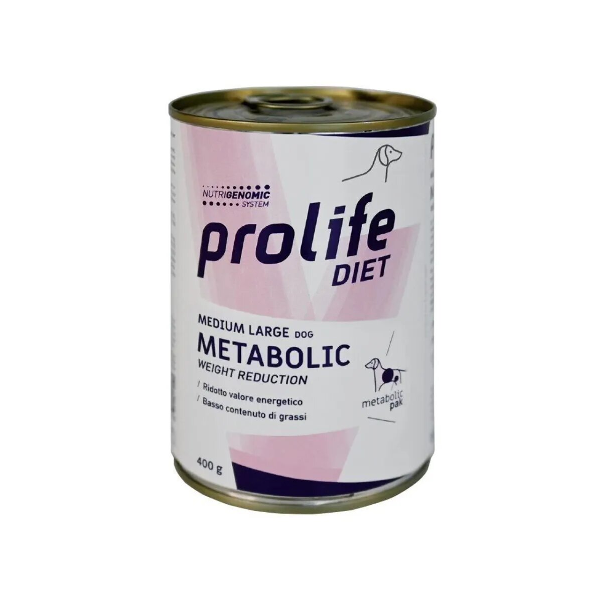 Prolife Diet Metabolic Weight Reduction M-XL Pui și Miel dietă veterinară conservă hrană umedă câini obezitate (în aspic) 400g