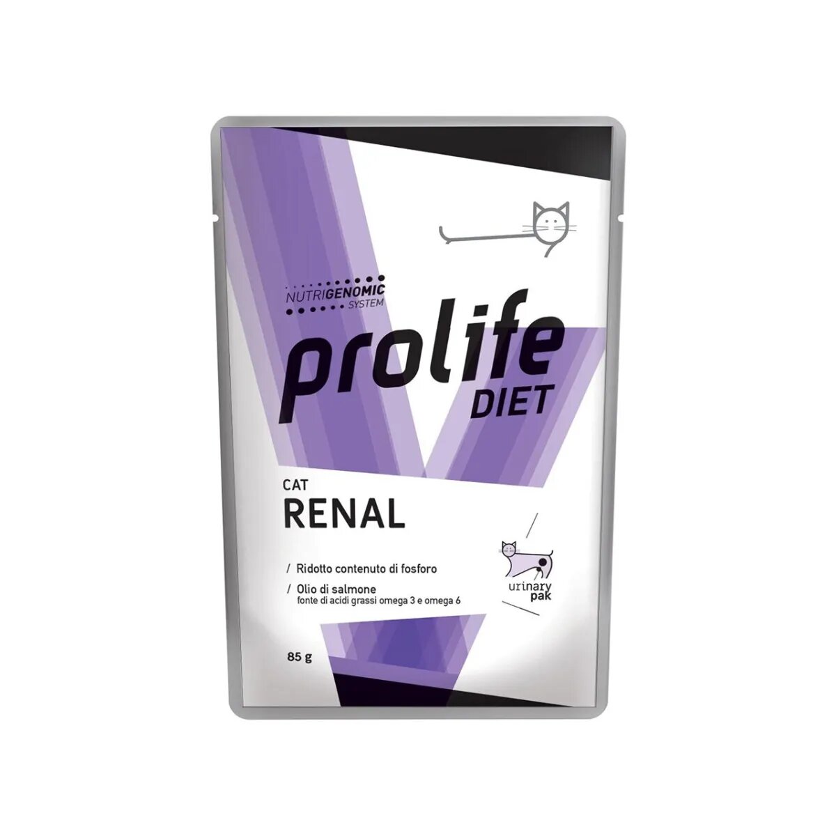 Prolife Diet Renal Pui și Vită dietă veterinară plic hrană umedă pisici sistem renal (în aspic) bax 85g x 12buc