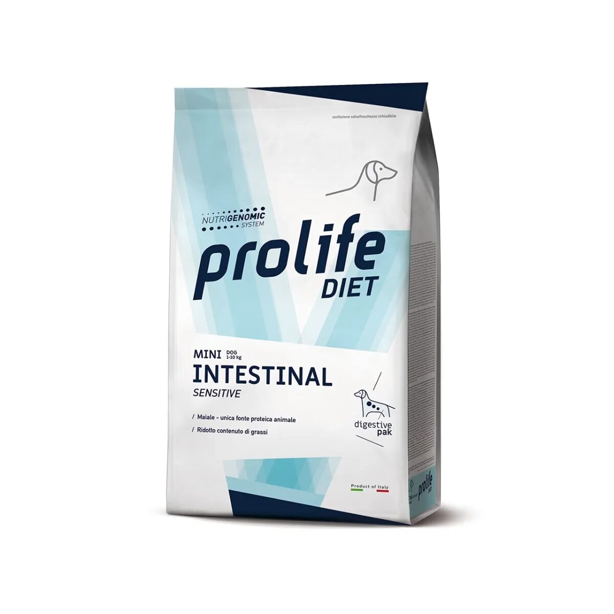 Prolife Mini Intestinal Sensitive XS-S Porc dietă veterinară hrană uscată câini sistem digestiv 1.5kg