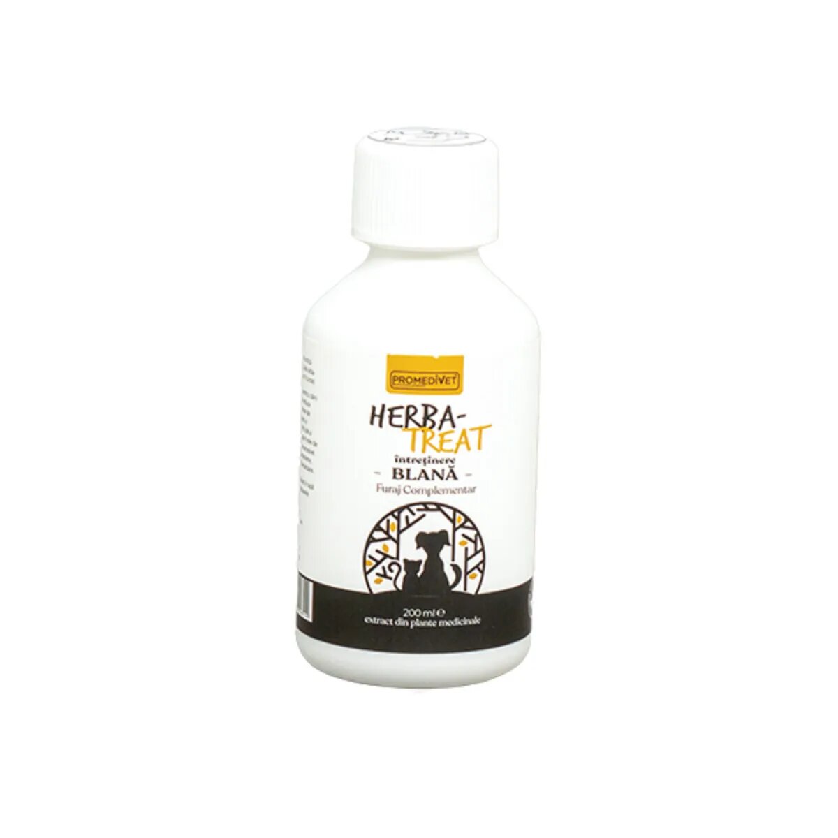 Promedivet Herba-Treat Blană supliment piele & blană câini suspensie orală Herba-Treat Blană XS-XL supliment piele & blană câini și pisici flacon 200ml suspensie orală