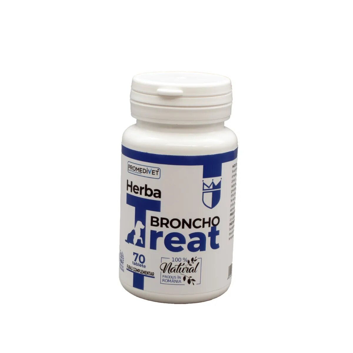 Promedivet Herba-Treat Broncho supliment sistem respirator câini comprimate Herba-Treat Broncho XS-XL supliment sistem respirator câini și pisici flacon 70 comprimate