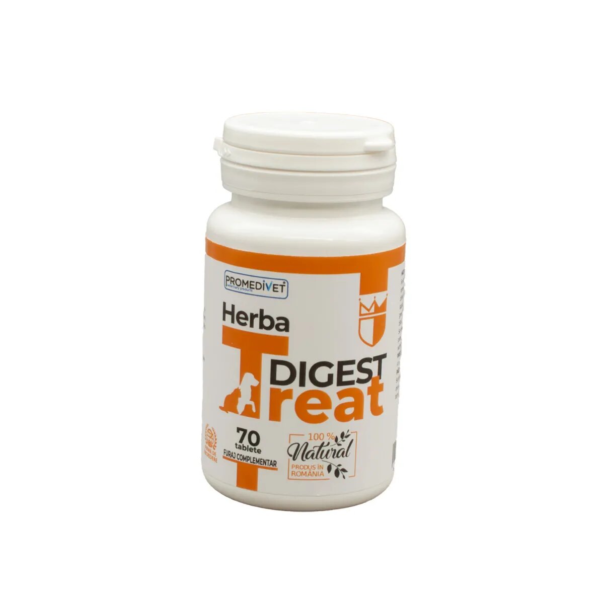Promedivet Herba-Treat Digest supliment sistem digestiv câini comprimate Herba-Treat Digest XS-XL supliment sistem digestiv câini și pisici flacon 70 comprimate