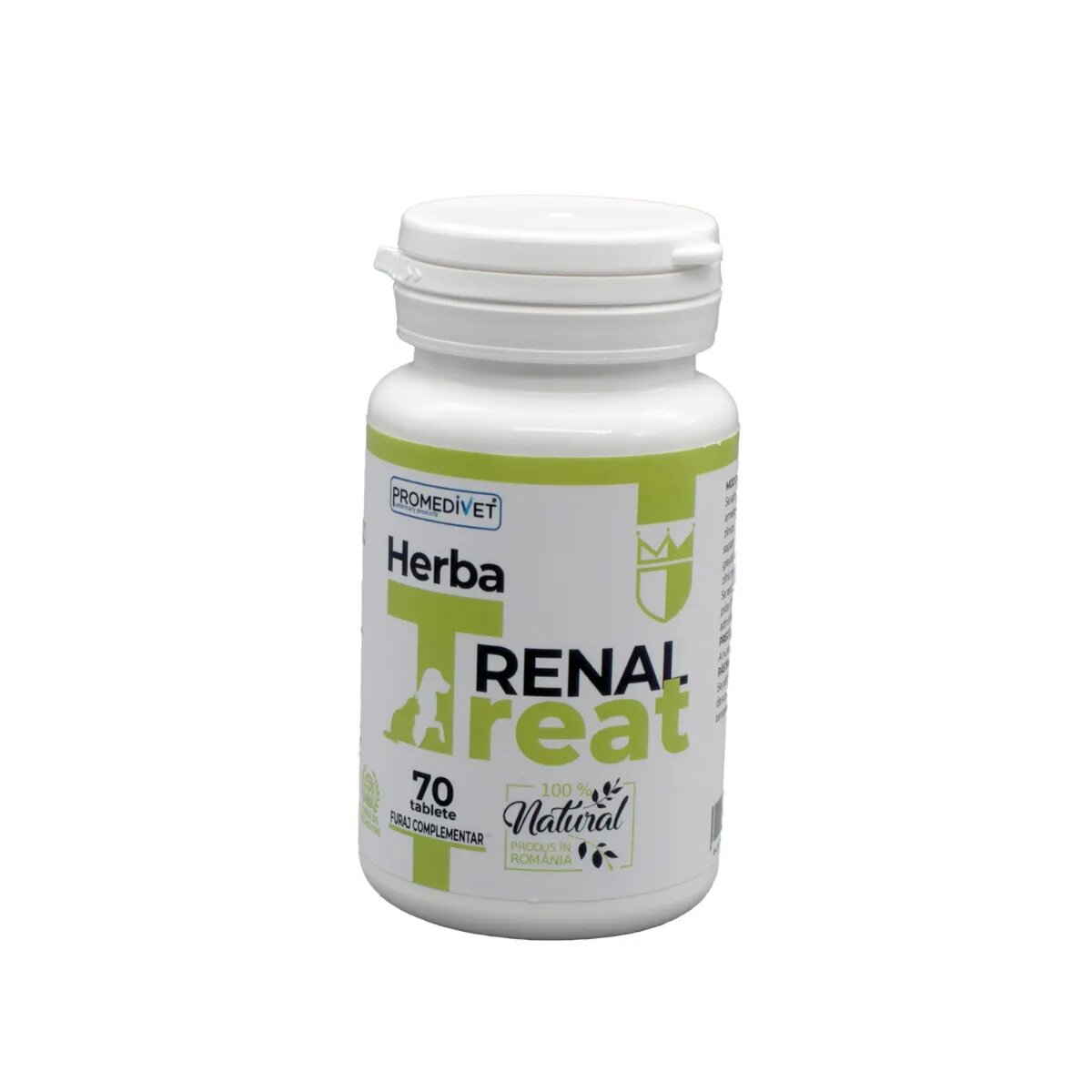 Promedivet Herba-Treat Renal supliment sistem renal câini comprimate Herba-Treat Renal XS-XL supliment sistem renal câini și pisici flacon 70 comprimate