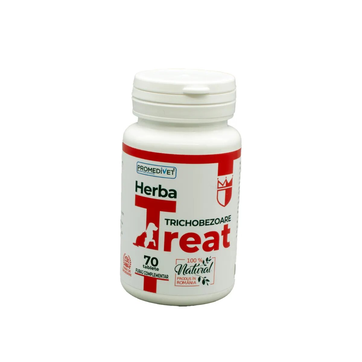Promedivet Herba-Treat Trichobezoare supliment sistem digestiv limitarea ghemurilor de blană câini comprimate Herba-Treat Trichobezoare XS-XL supliment sistem digestiv limitarea ghemurilor de blană câini și pisici flacon 70 comprimate