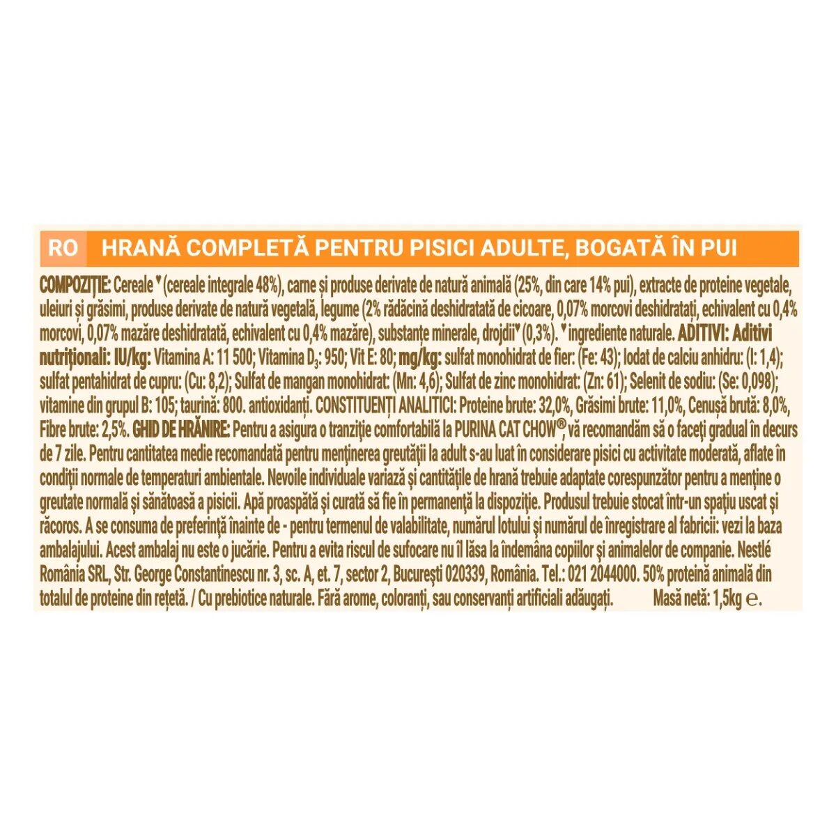 Purina Cat Chow Adult Pui hrană uscată pentru pisici 1.5kg