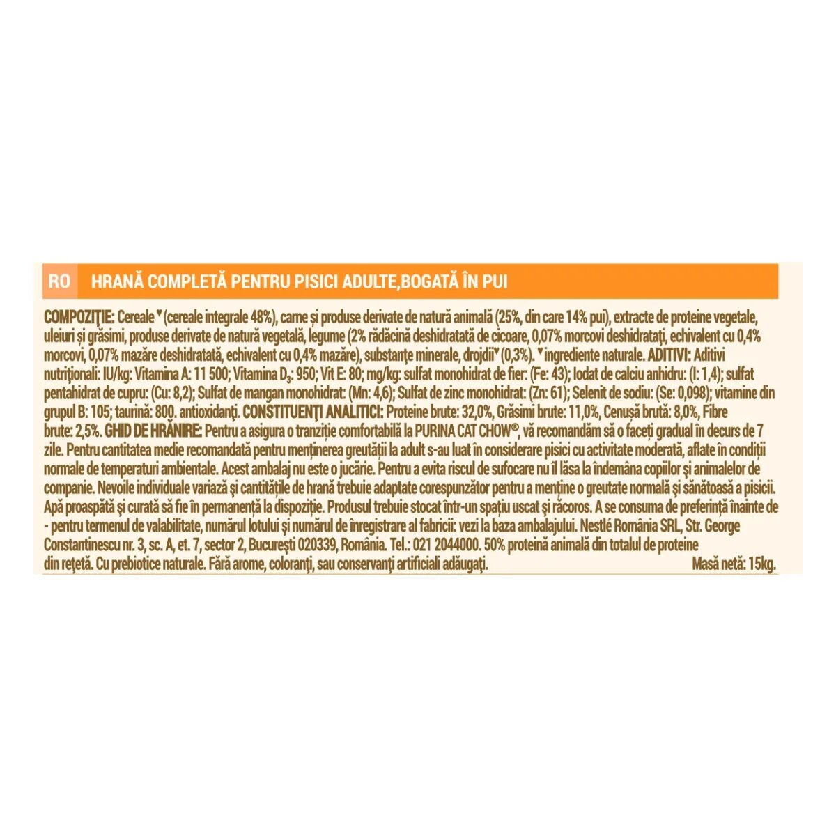 Purina Cat Chow Adult Pui hrană uscată pentru pisici 15kg