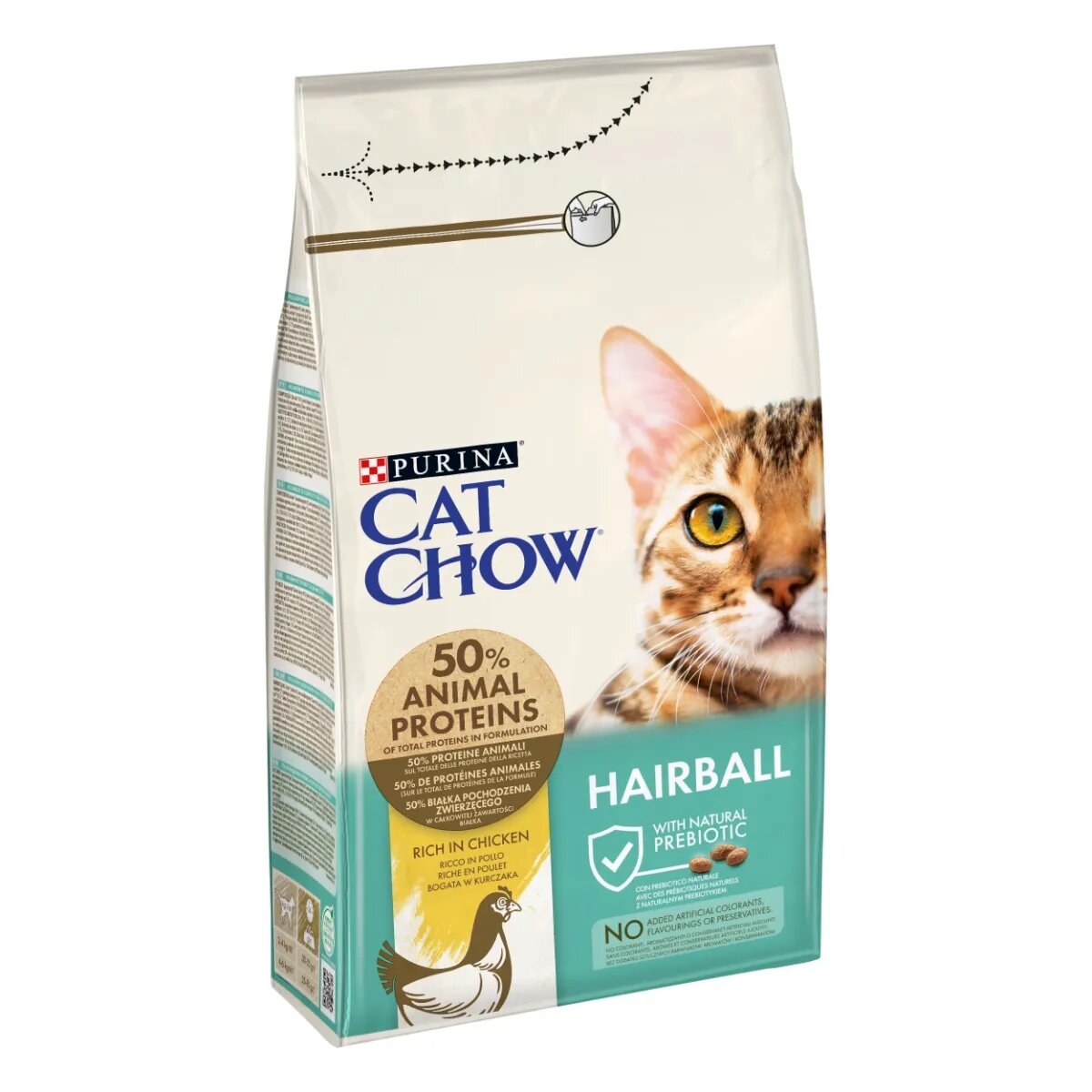 Purina Cat Chow Hairball Control Pui hrană uscată pentru pisici limitarea ghemurilor de blană 1.5kg