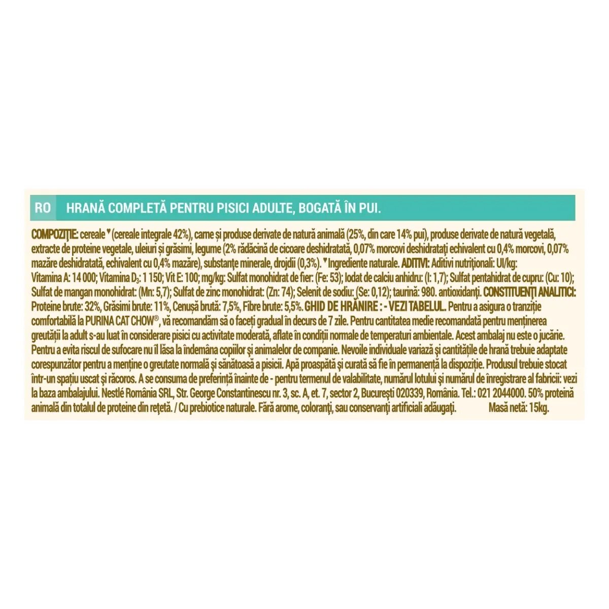 Purina Cat Chow Hairball Control Pui hrană uscată pentru pisici limitarea ghemurilor de blană 15kg