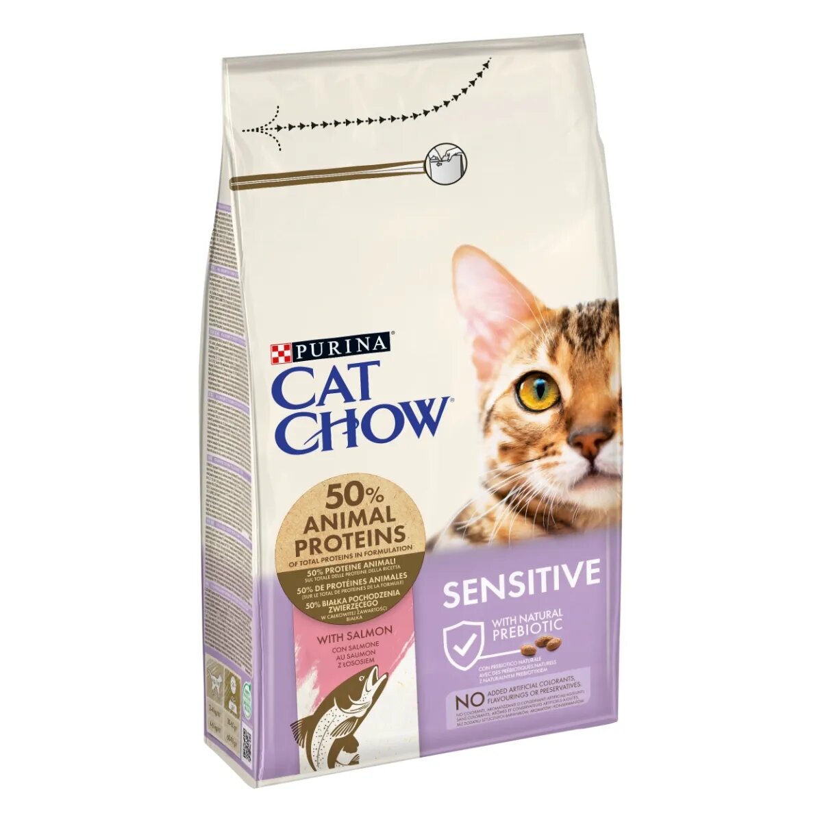 Purina Cat Chow Sensitive Somon hrană uscată pentru pisici sensibilități digestive 1.5kg
