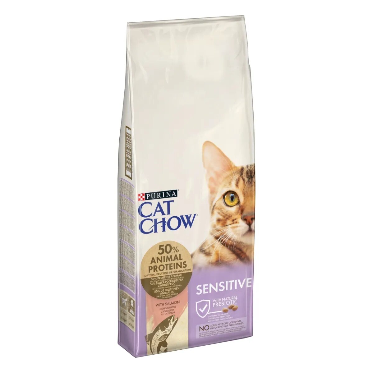 Purina Cat Chow Sensitive Somon hrană uscată pentru pisici sensibilități digestive 15kg