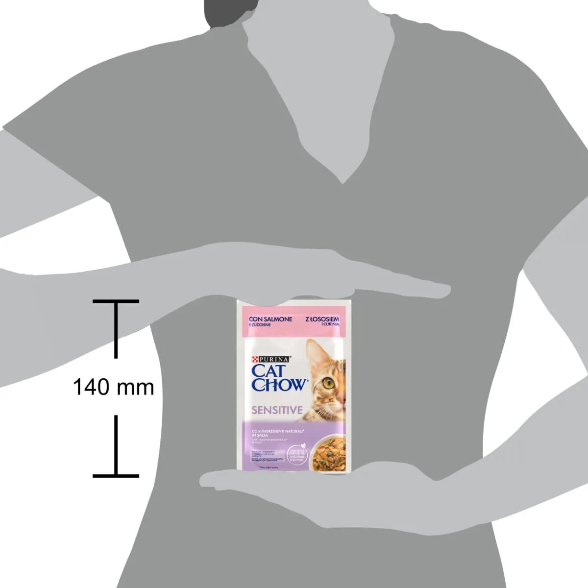 Purina Cat Chow Sensitive Somon și dovleac hrană umedă pisici sistem digestiv (în sos) Sensitive Somon și dovleac plic hrană umedă pisici sistem digestiv (în sos) 85g
