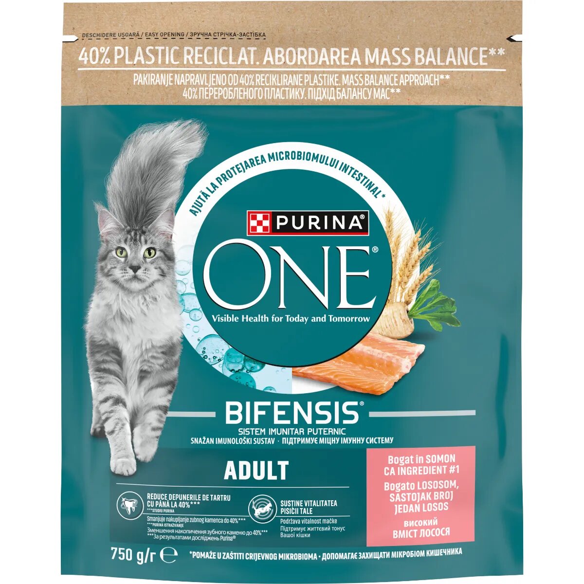 Purina ONE Adult Somon hrană uscată pisici 750g