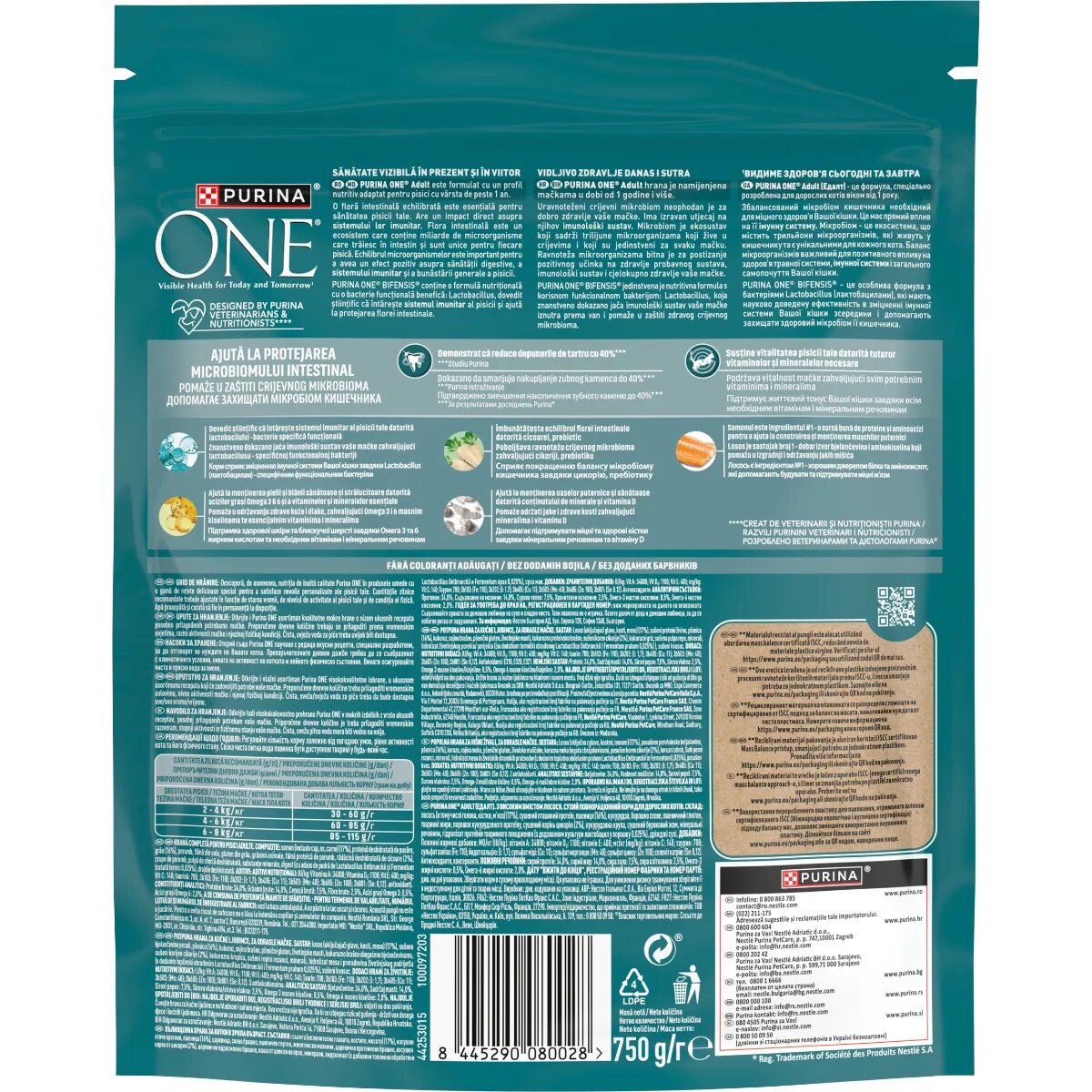 Purina ONE Adult Somon hrană uscată pisici 750g