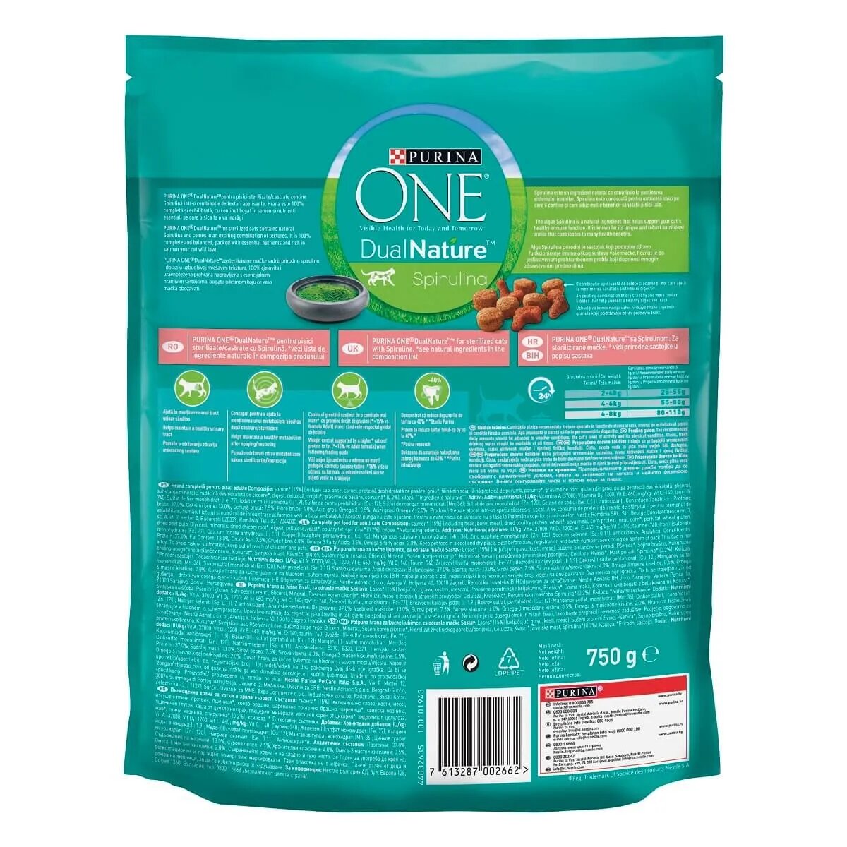 Purina ONE DualNature Somon hrană uscată pisici sterilizate 750g