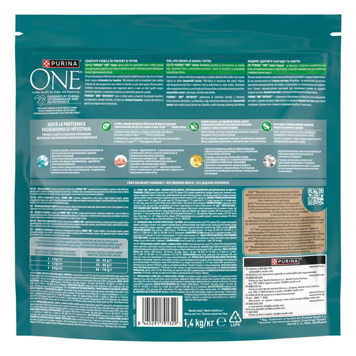 Purina ONE Indoor Curcan și Cereale Integrale hrană uscată pisici 1.4kg
