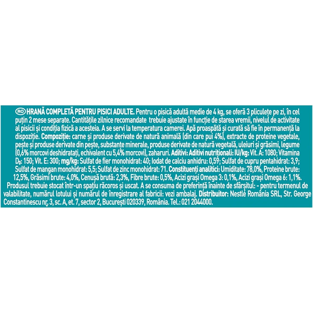 Purina ONE Sensitive Pui cu Morcov hrană umedă pisici sensibilități digestive (în sos) Sensitive Pui cu Morcov plic hrană umedă pisici sensibilități digestive (în sos) 85g