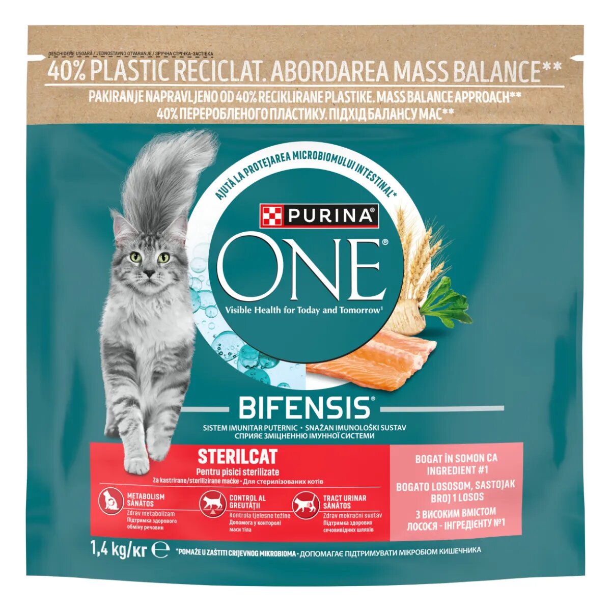 Purina ONE Sterilcat Somon și Grâu hrană uscată pisici sterilizate 14kg