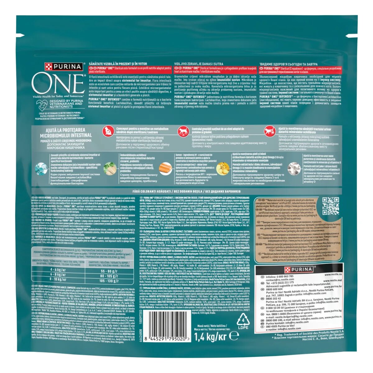 Purina ONE Sterilcat Somon și Grâu hrană uscată pisici sterilizate 14kg