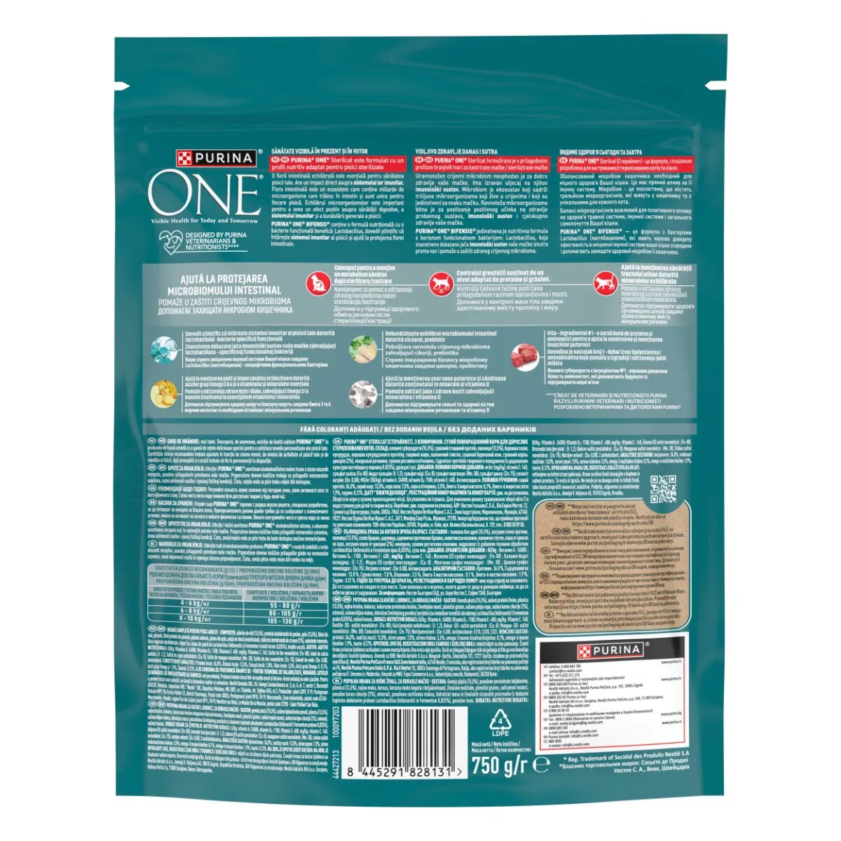 Purina ONE Sterilcat Vită și Grâu hrană uscată pisici sterilizate 750g