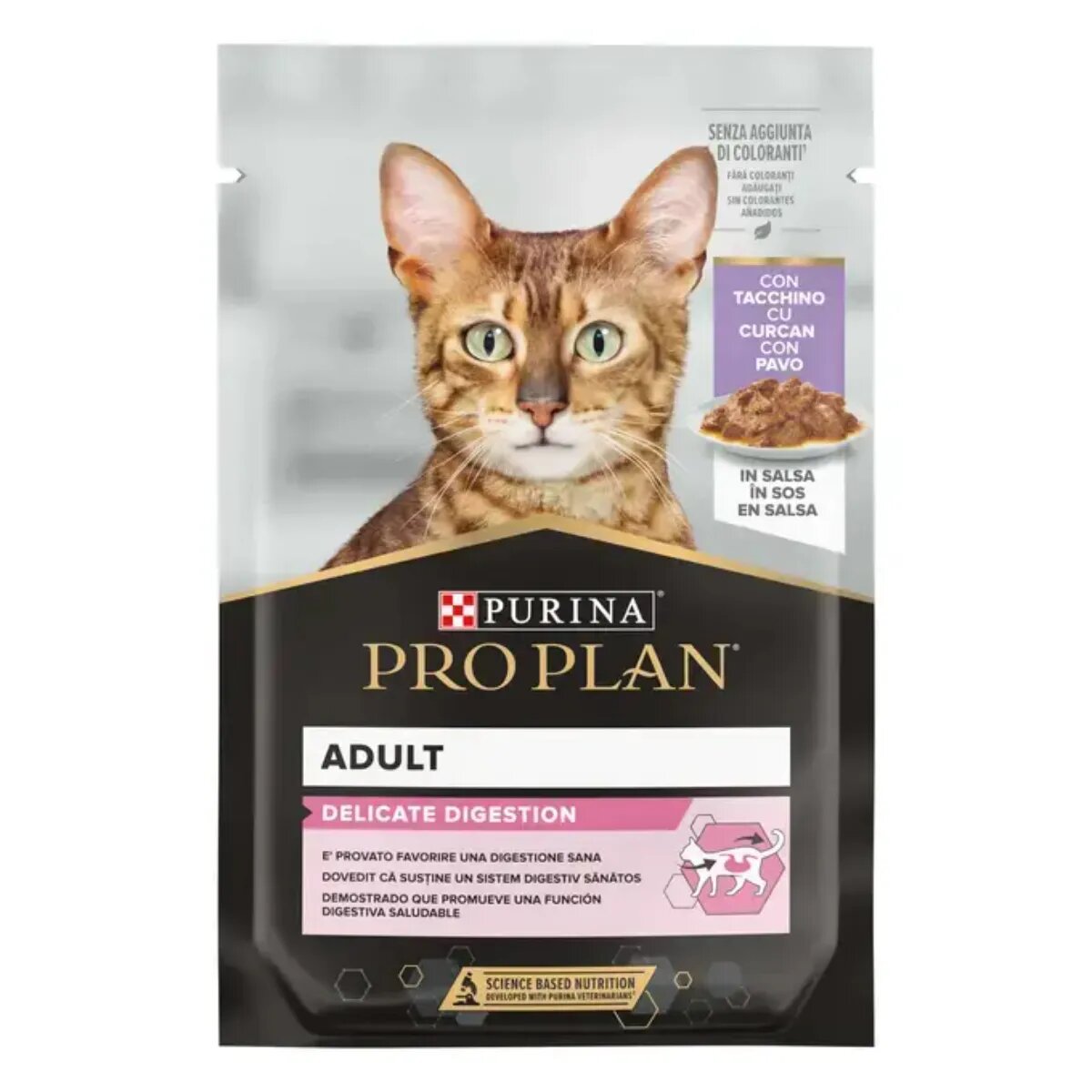 Purina Pro Plan Delicate Digestion Curcan plic hrană umedă pisici sistem digestiv (în sos) 85g x 26buc