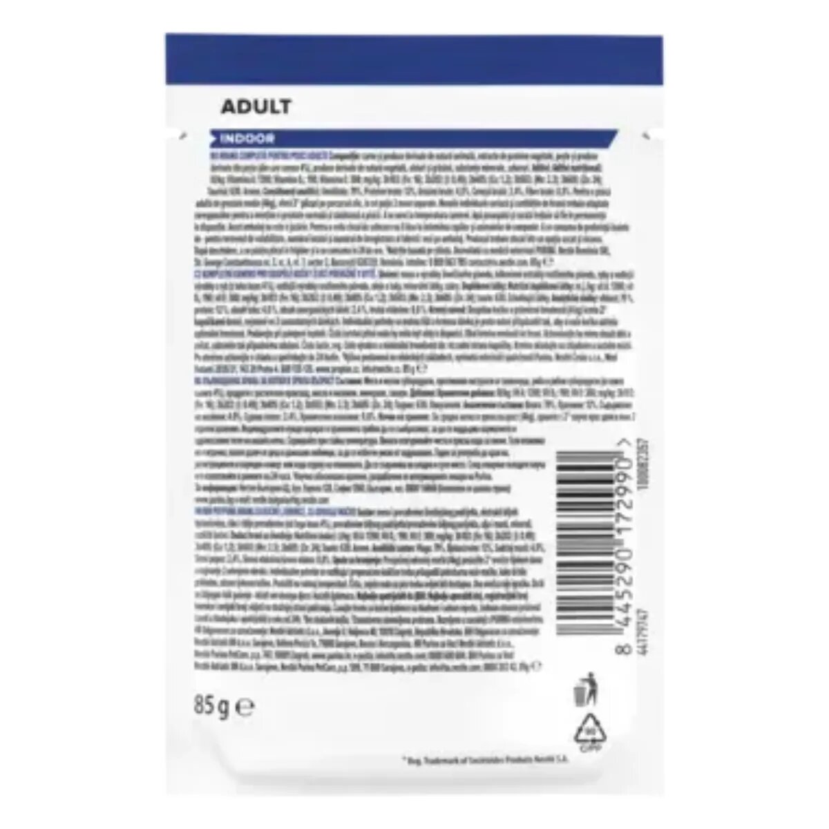 Purina Pro Plan Indoor Somon plic hrană umedă pisici limitarea ghemurilor de blană (în sos) bax 85g x 26buc