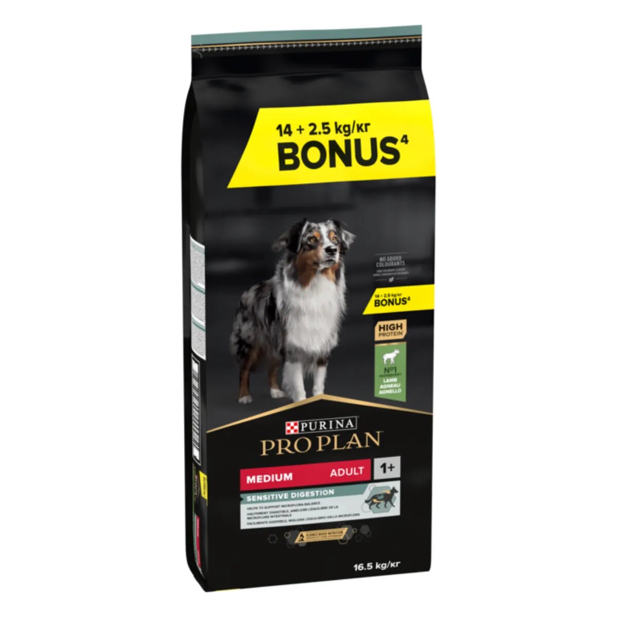 Purina Pro Plan Sensitive Digestion Medium Adult M Miel hrană uscată câini sistem digestiv Sensitive Digestion Adult M Miel hrană uscată câini sensibilități digestive 14+2.5kg GRATUIT