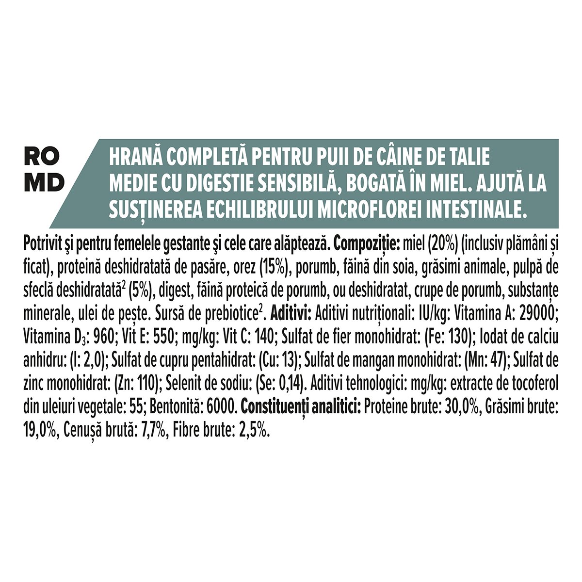 Purina Pro Plan Sensitive Digestion Puppy M Miel hrană uscată câini junior sensibilități digestive 12kg
