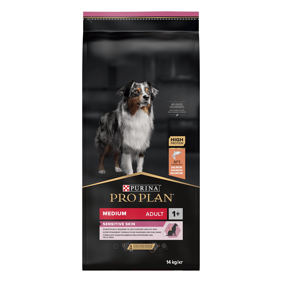 Purina Pro Plan Sensitive Skin Adult M Somon hrană uscată câini piele și blană 14kg