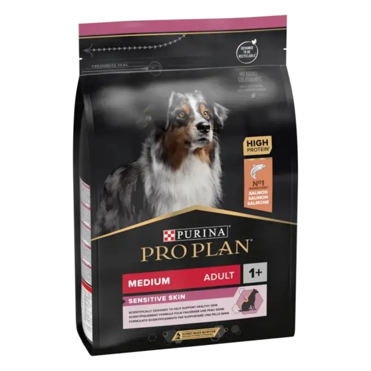Purina Pro Plan Sensitive Skin Medium Adult M Somon hrană uscată câini piele & blană 10kg