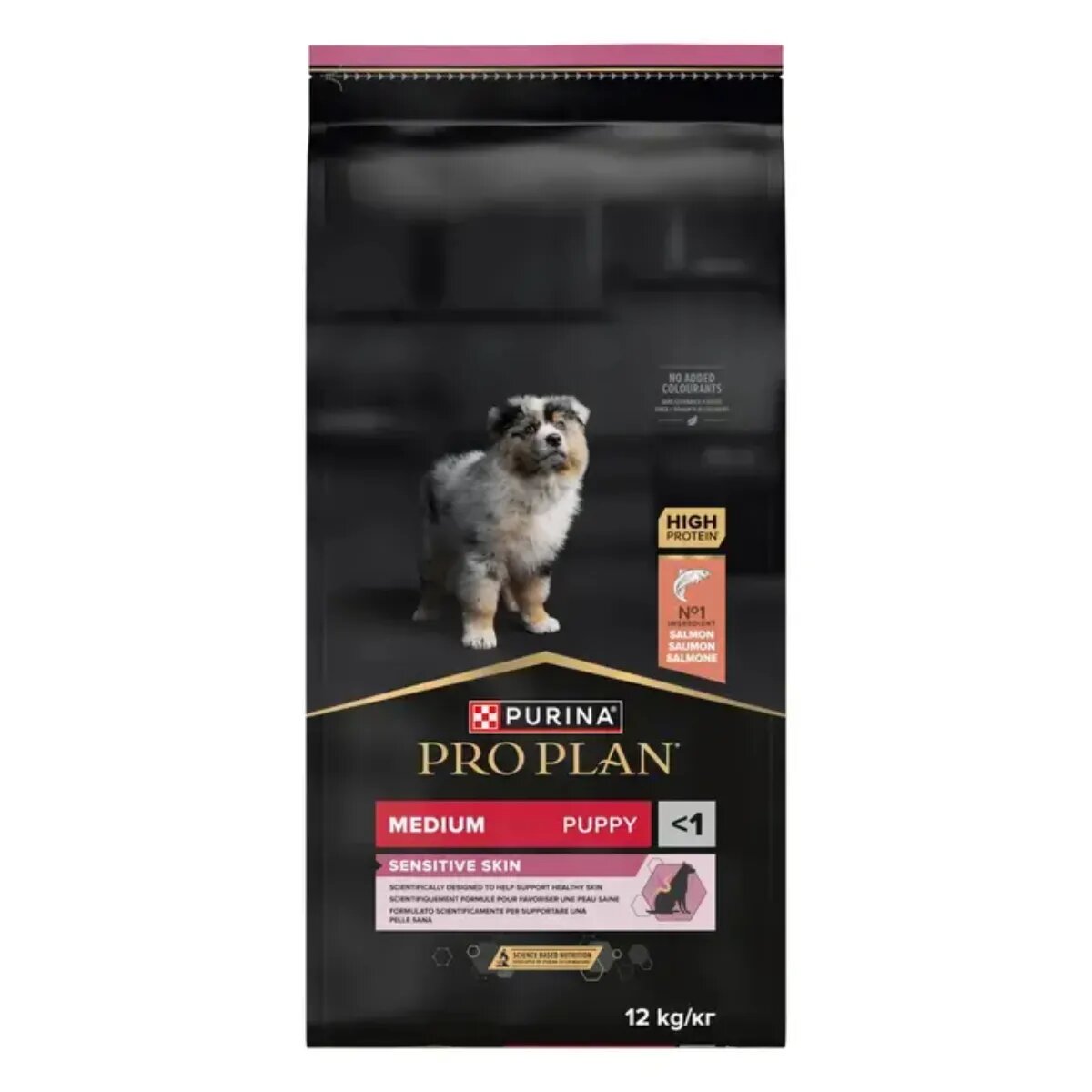 Purina Pro Plan Sensitive Skin Medium Puppy M Somon hrană uscată câini junior piele & blană 12kg