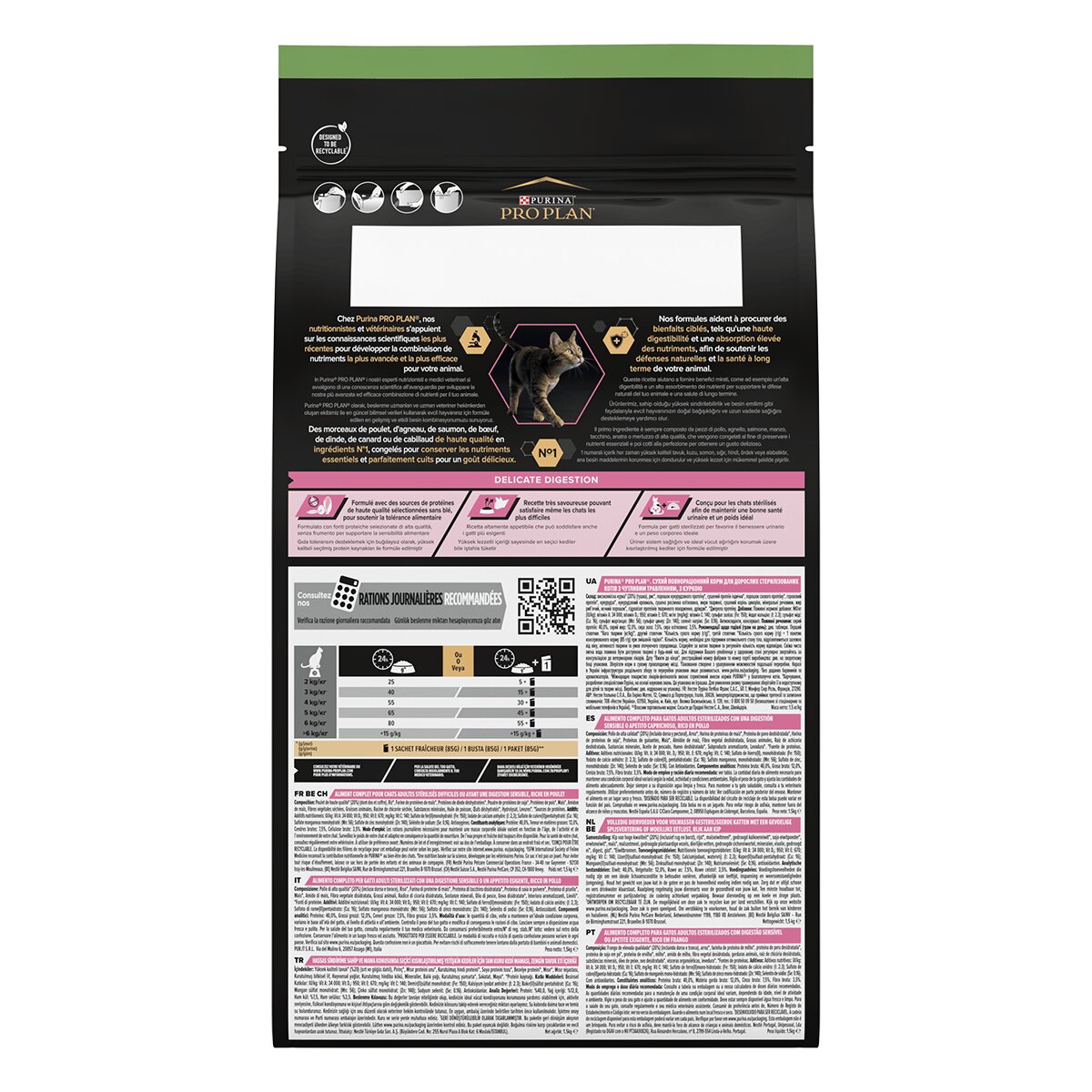 Purina Pro Plan Sterilised Delicate Digestion Adult 1+ Pui hrană uscată pisici sterilizate 1.5kg