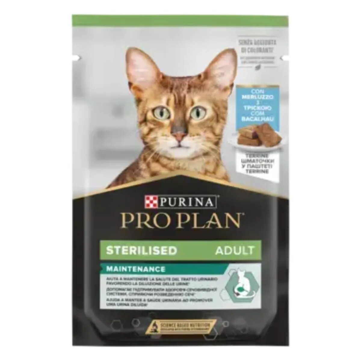 Purina Pro Plan Sterilised Maintenance Cod plic hrană umedă pisici sterilizate (pate) bax 75g x 10buc