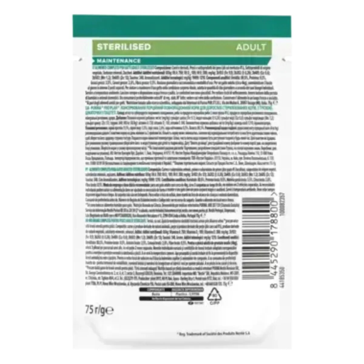 Purina Pro Plan Sterilised Maintenance Cod plic hrană umedă pisici sterilizate (pate) bax 75g x 10buc